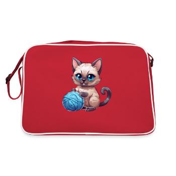 Cat with wool - Retro Bag - red/white - Back