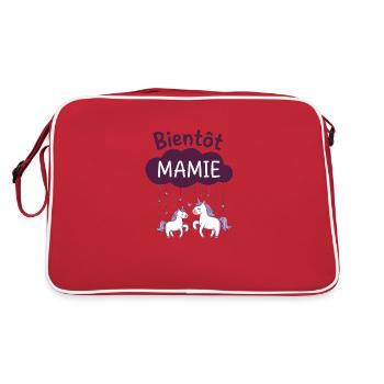 Bientôt mamie licorne annonce grossesse - Sac Retro - rouge/blanc - Dos