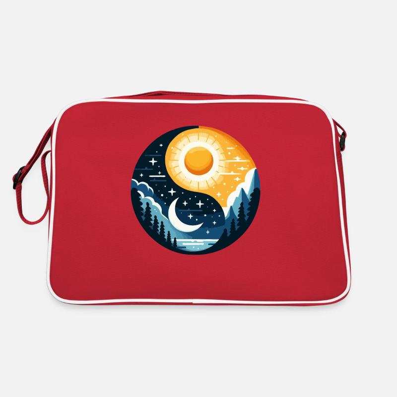 Yin Yang Sonne und Mond - Retro Tasche - Rot/Weiß
