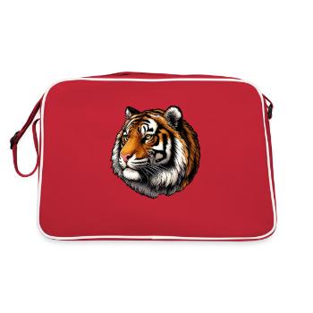 Tigre Portrait Noir Vibrant - Sac Retro - rouge/blanc - Dos