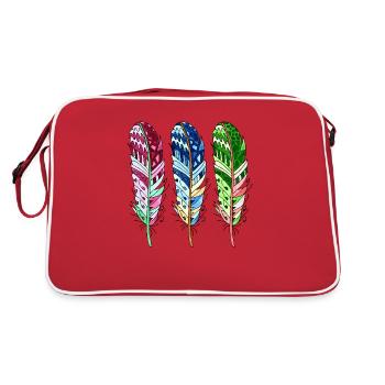 Feder - Retro Tasche - Rot/Weiß - Hinten