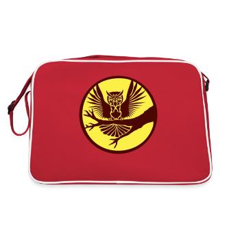 hibou arbre branche aigle hibou lune nuit pleine lune ronde forêt - Sac Retro - rouge/blanc - Dos