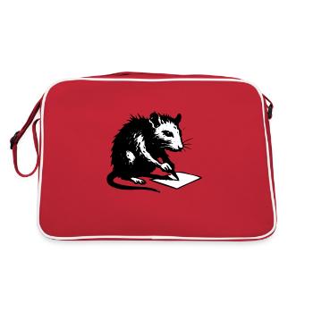 Rat écriture Street Art Pochoir Style Banksy - Sac Retro - rouge/blanc - Dos