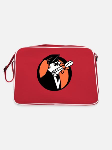 Deaf School Graduation College Certificate Certificate Certificate - Retro Bag - red/white - Back