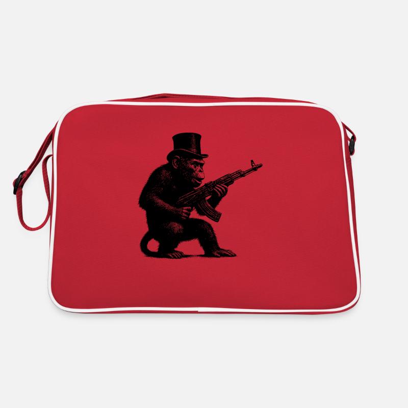 Affe mit Maschinengewehr Retro Tasche