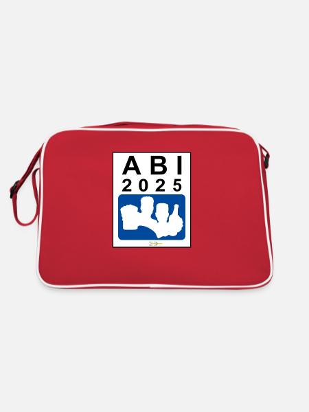 Bier Liga Logo ABI 2025 Blau - Retro Tasche - Rot/Weiß - Hinten
