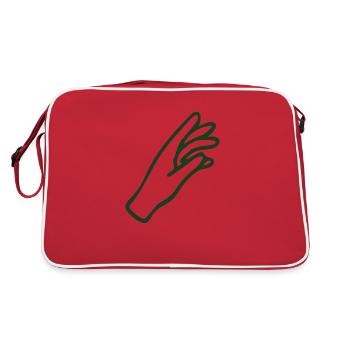 Minimalist hand motif in single-line drawing - Retro Bag - red/white - Back