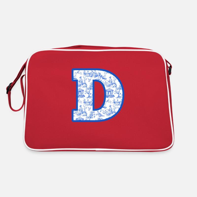 Buchstabe D blaue Chinoiserie Retro Tasche