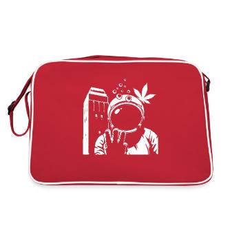 Austronaut Wasserturm und Hanf Weiß Transparent - Retro Tasche - Rot/Weiß - Hinten
