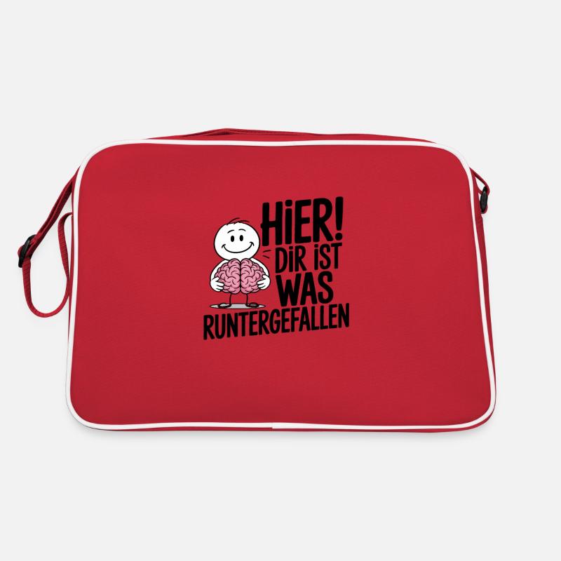 Hier! Dir ist was runtergefallen – Spruch - Retro Tasche - Rot/Weiß