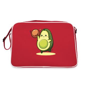 Avocado Bowling – Kawaii Sport Vegan Healthy - Retro Tasche - Rot/Weiß - Hinten