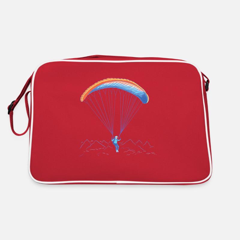 Paragliders fly over mountains Retro Bag
