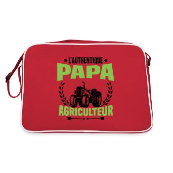 L'authentique papa agriculteur Humour Cadeau - Sac Retro - rouge/blanc - Dos