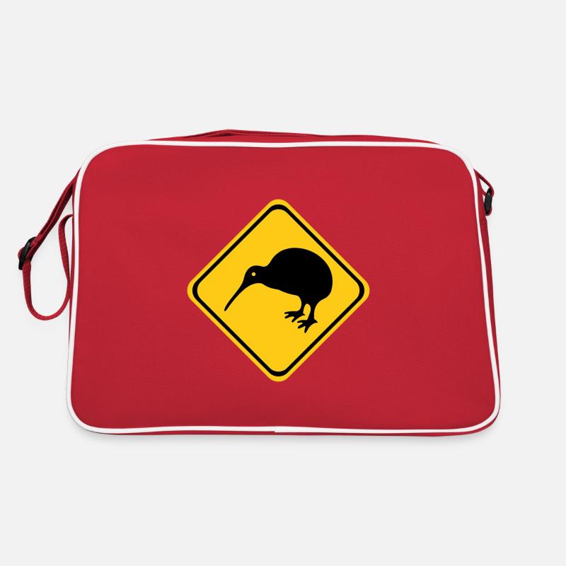 Kiwi Neuseeland Schild - Retro Tasche - Rot/Weiß