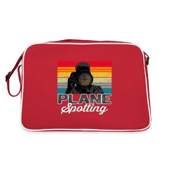 Tarpaulin Spotter Sunset - Vintage Gift Airplane - Retro Bag - red/white - Back