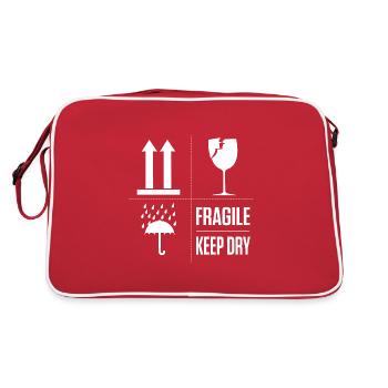 Fragile, fragile, ce côté vers le haut, sec - Sac Retro - rouge/blanc - Dos