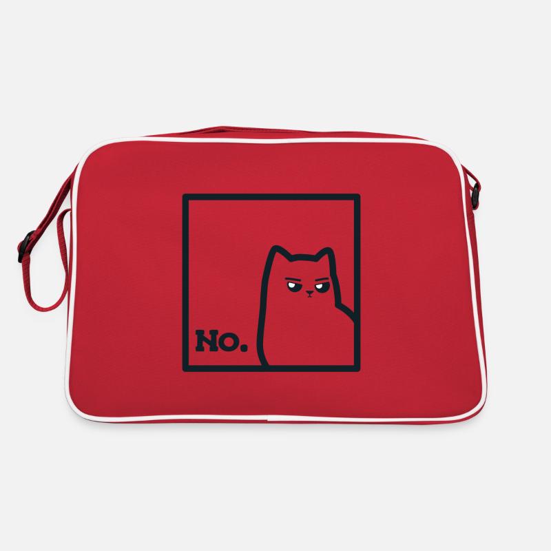 Katze "No." - Retro Tasche - Rot/Weiß