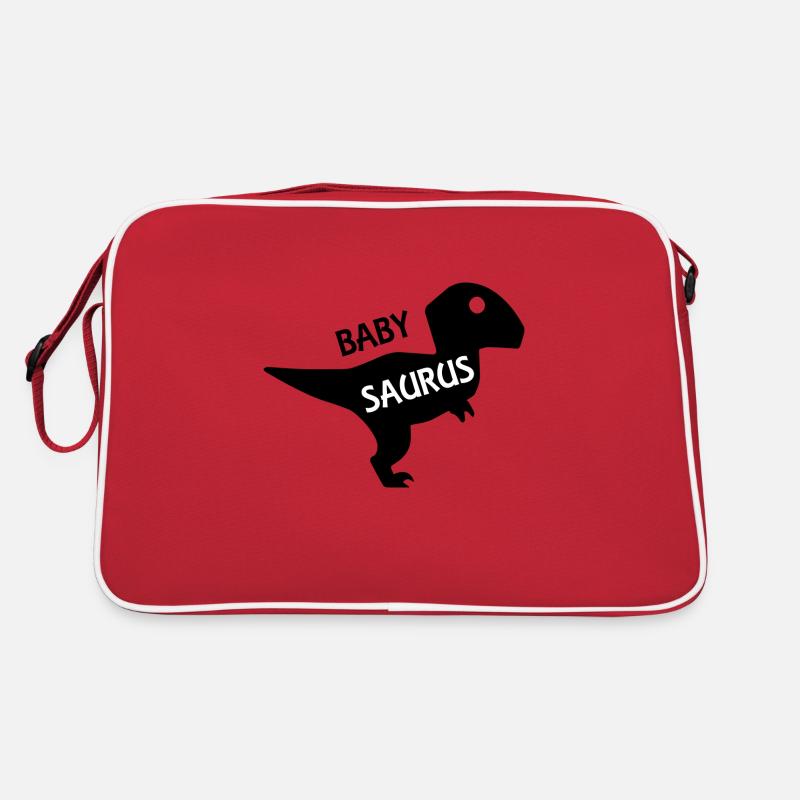 Baby Saurus Lustiger Spruch - Retro Tasche - Rot/Weiß