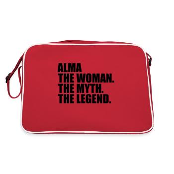 Woman Myth Legend Name Alma - Retro Bag - red/white - Back