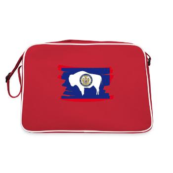 Wyoming USA - Flag - brush horizontal - Sac Retro - rouge/blanc - Dos