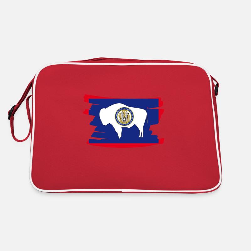 Wyoming USA - Flag - brush horizontal - Retro Tasche - Rot/Weiß