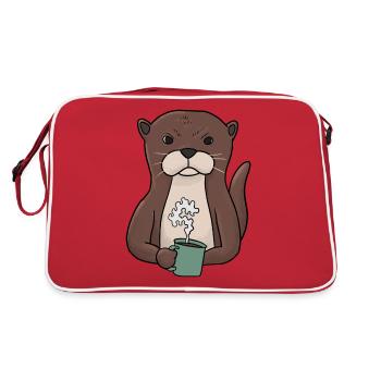 Mürrischer Otter with coffee morning muffle - Retro Bag - red/white - Back
