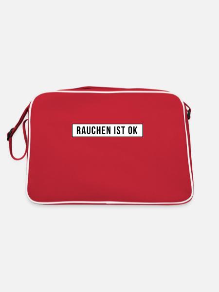 Rauchen ist ok - Retro Tasche - Rot/Weiß - Hinten