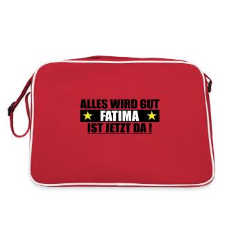 Fatima Last Name First Name Birthday - Retro Bag - red/white - Back