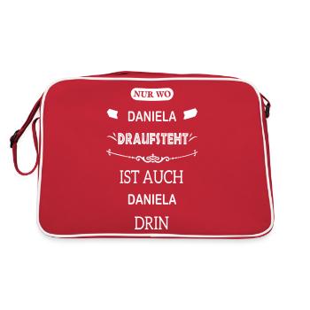 DANIELA - Retro Tasche - Rot/Weiß - Hinten