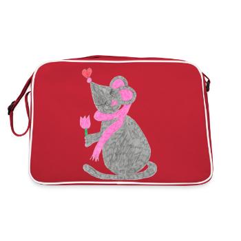 Cute mouse - Retro Bag - red/white - Back