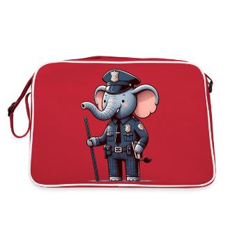 Cute Elephant Police Officer - Retro Bag - red/white - Back