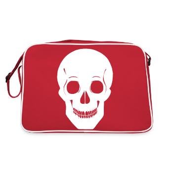 Simple Skull - White Monochrome - Retro Bag - red/white - Back