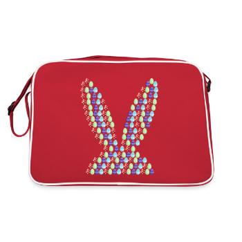 Ostern | Osterhase | Ostereier | Bild in Bild - Retro Tasche - Rot/Weiß - Hinten