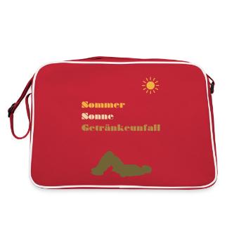 Sommer | Sonne | Getränkeunfall | Lustig | Alkohol - Retro Tasche - Rot/Weiß - Hinten