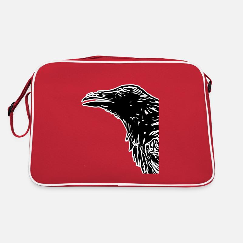 Krähen - Retro Tasche - Rot/Weiß