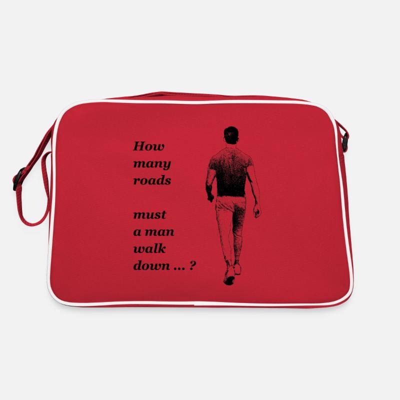 Dylan - Man walking down the road - Retro Tasche - Rot/Weiß