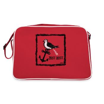 Sei eine Möwe, Scheiss drauf - Retro Tasche - Rot/Weiß - Hinten