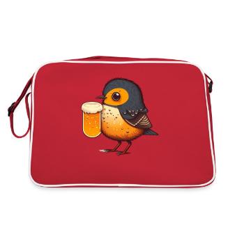 Un oiseau mignon aime la bière et boit un grand verre - Sac Retro - rouge/blanc - Dos