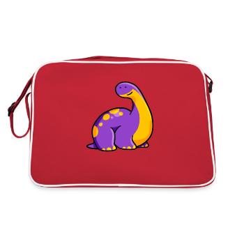 Chunky Boi, pummeliger Dino, Dinosaurier - Retro Tasche - Rot/Weiß - Hinten