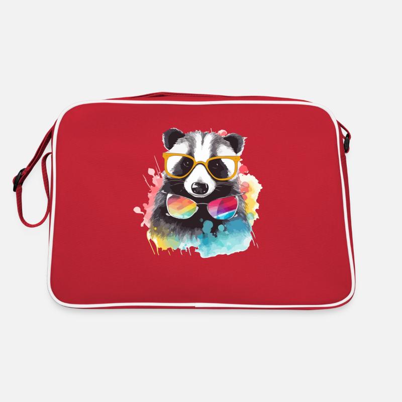 Iko der Waschbär - Retro Tasche - Rot/Weiß
