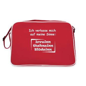 Verlasse dich auf deine Sinne! - Retro Tasche - Rot/Weiß - Hinten