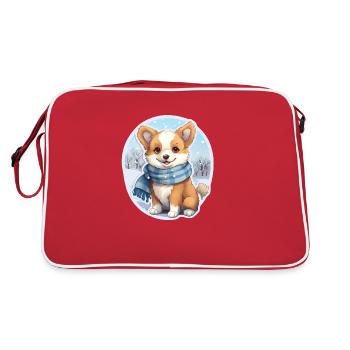 Welsh Corgi with Scarf - Retro Bag - red/white - Back