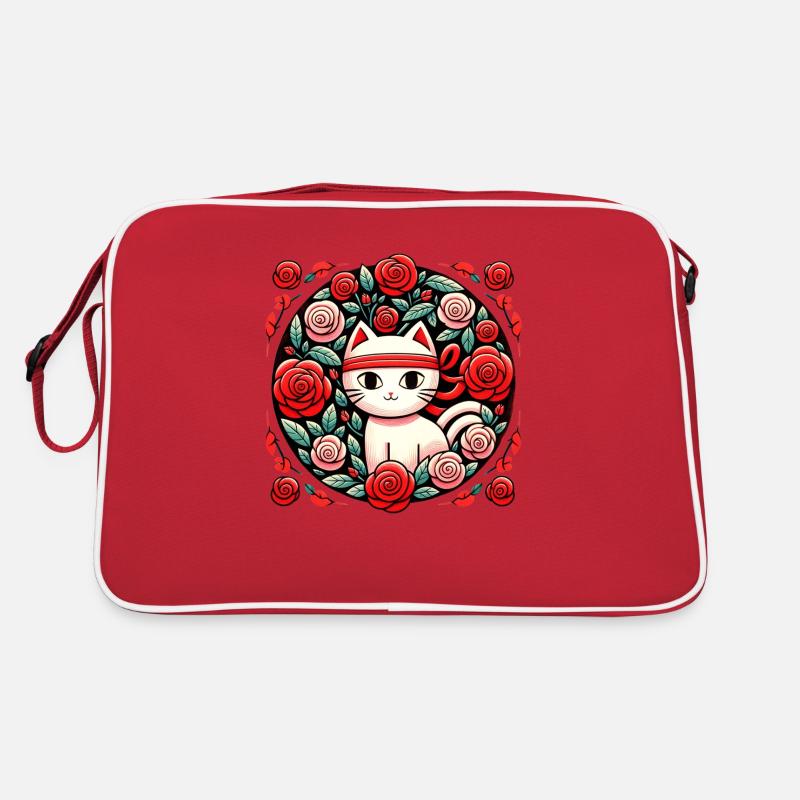 Rote Ninja-Katze Retro Tasche