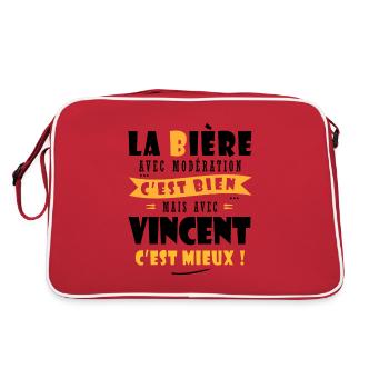 Vincent Bière Cadeau Humour cadeau Vincent - Sac Retro - rouge/blanc - Dos