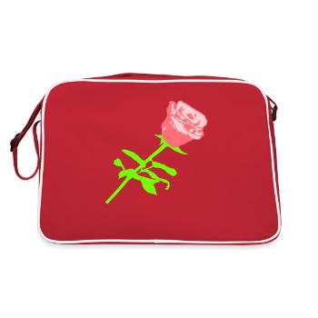 Pretty Beautiful Rose Blossom Leaf Roses Romantic - Retro Bag - red/white - Back