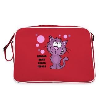 Können diese Augen lügen? - Retro Tasche - Rot/Weiß - Hinten