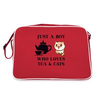 Tee Katze Geschenkidee süß niedlich - Retro Tasche - Rot/Weiß - Hinten