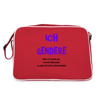 gendern gift idea pro gendern feminism queer - Retro Bag - red/white - Back