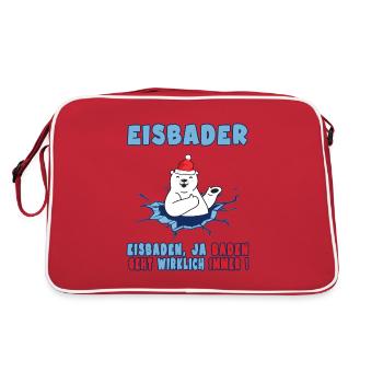 eisbaden eiskalt eisbadesaison kneipp kryotherapie - Retro Tasche - Rot/Weiß - Hinten