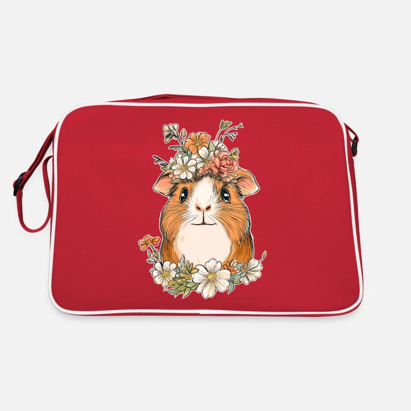 Meerschweinchen mit Blumen Retro Tasche